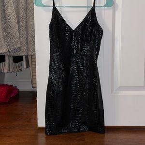 SHEIN black crocodile leather dress